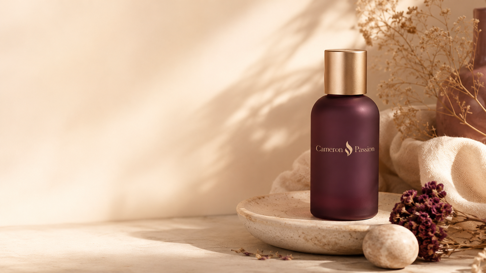 Cameron Passion intimate oil on cream linen with botanicals